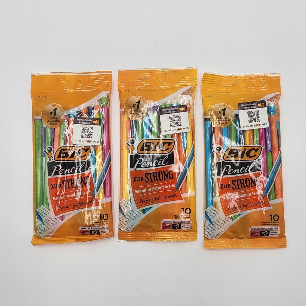 Bic Xtra Strong Mechanical Pencils Colorful #2 Thick Point .9mm Lot‎ Of 3 New